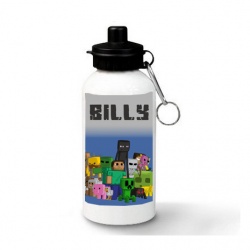 Blue Minecraft Personalised Water Bottle